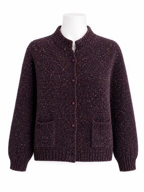 Size M Handmade Women’s Vintage Confetti Knit Cardigan Purple